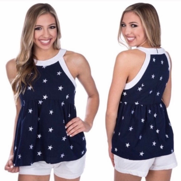 Lauren James Navystar Layla peplum NWT 4th of july shirt top - Picture 1 of 7